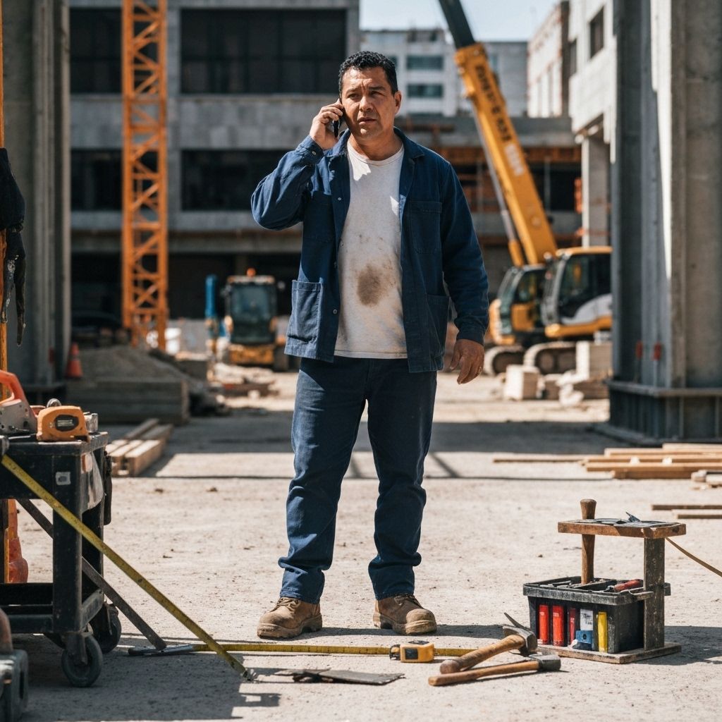Tradesperson communicating on job site